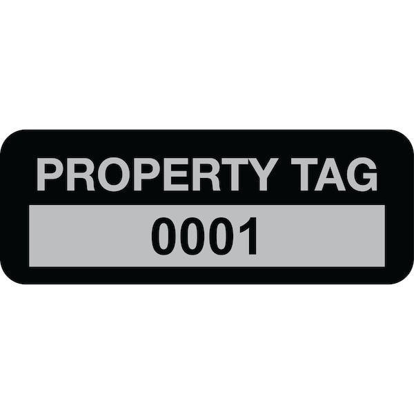 Lustre-Cal Property ID Label PROPERTY TAG5 Alum Black 2in x 0.75in Serialized 0001-0100, 100PK 253740Ma1K0001 - main